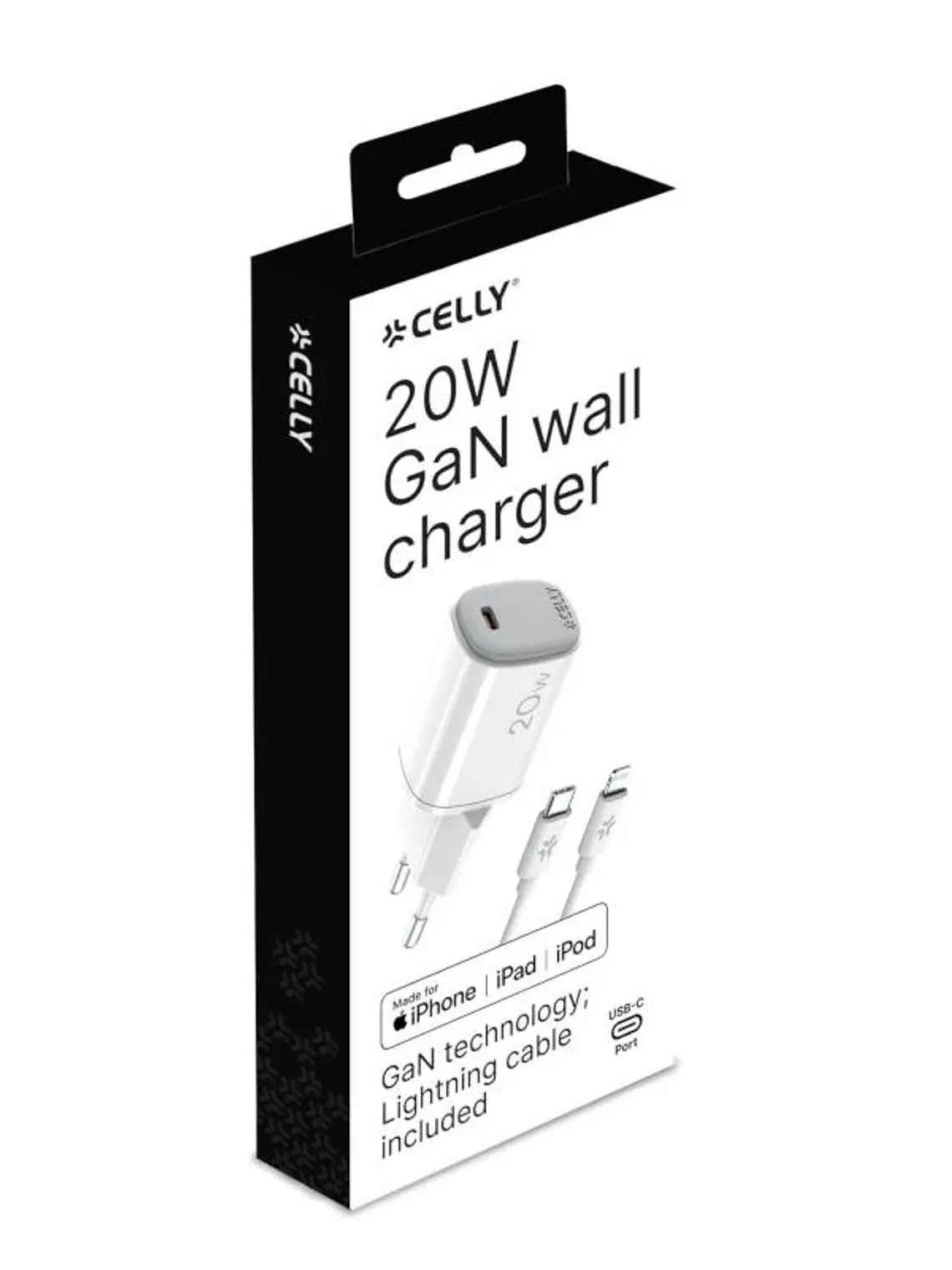 Celly Cargador Gan  1C 20w+ C A Light + Cable 3