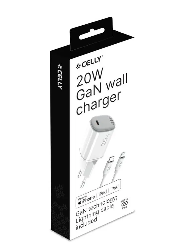 Celly Cargador Gan  1C 20w+ C A Light + Cable 3