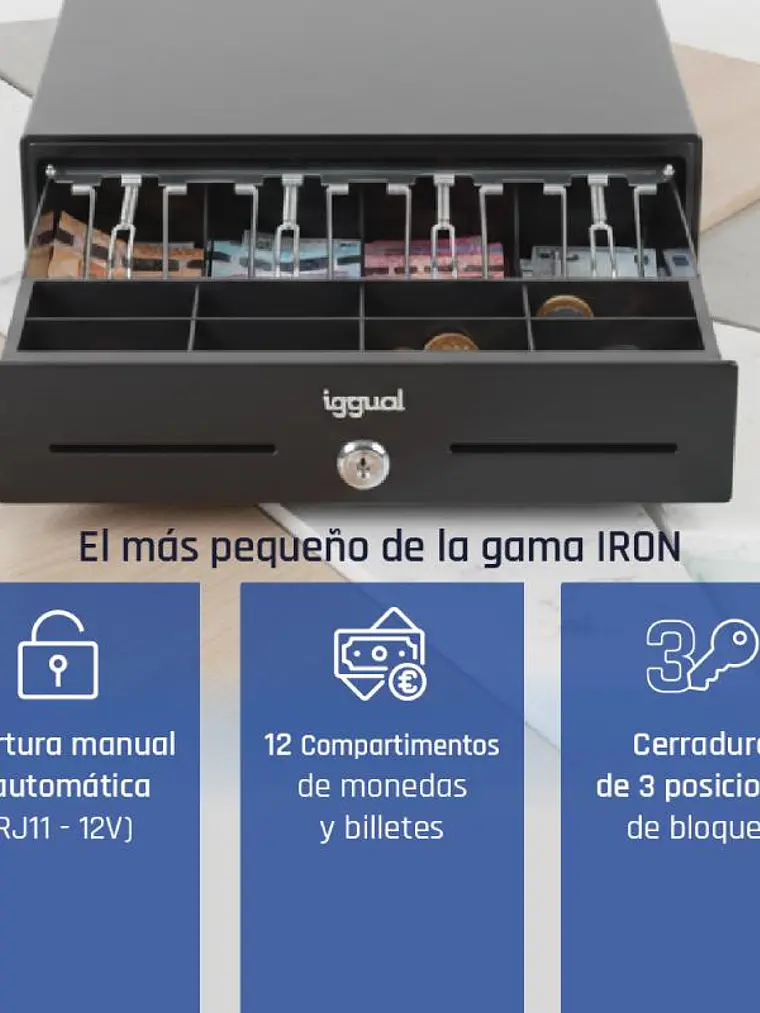 iggual Cajón Portamonedas IRON-XS 33cm 4+8 negro 3