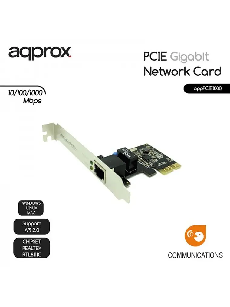 approx APPPCIE1000 Tarjeta Red Gigabit PCI-E LP 2