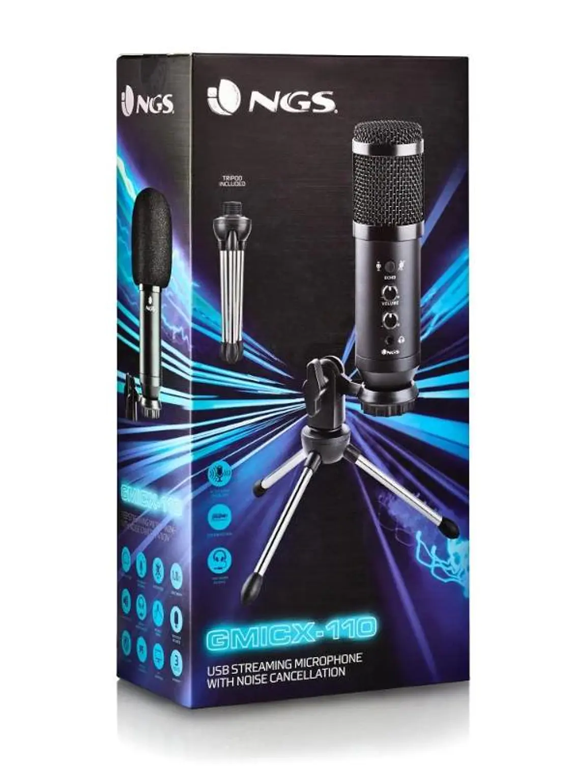 NGS MICROFONO UNIDIRECCIONAL CON TRIPODE Y USB 4