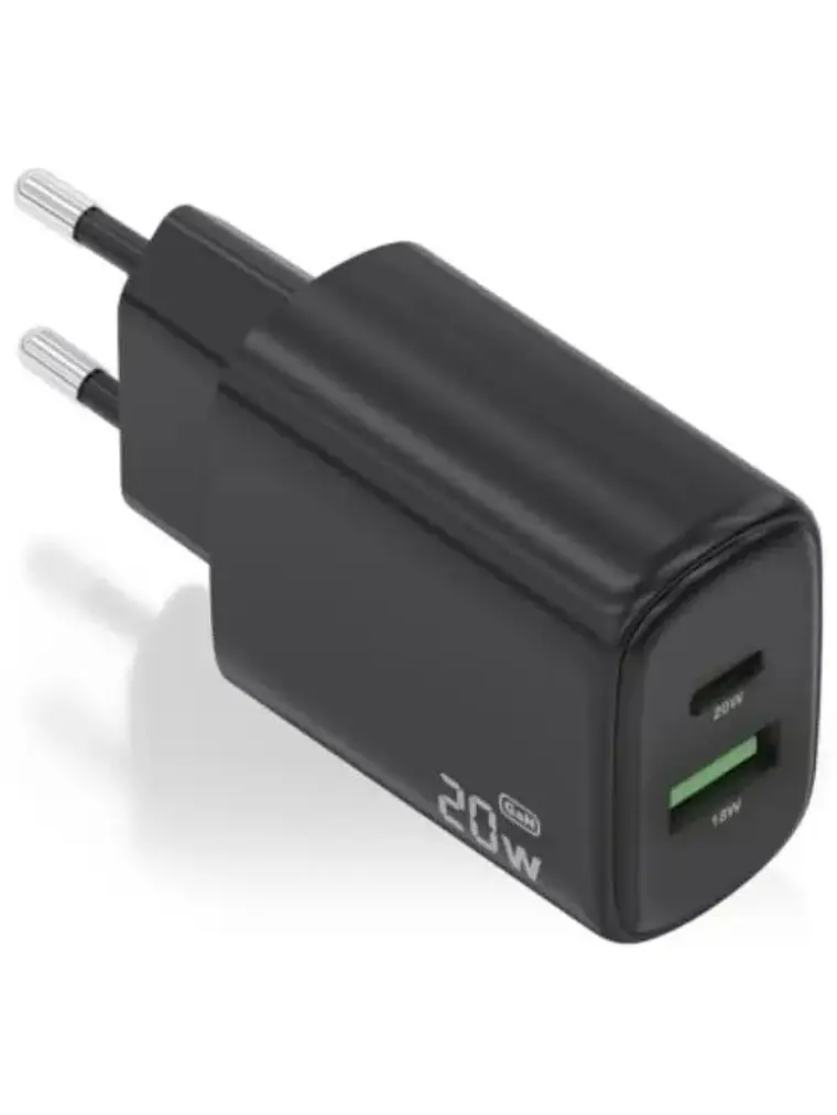Aisens Cargador GaN 20W USB-C PD 3.0 USB-A QC3.0 1