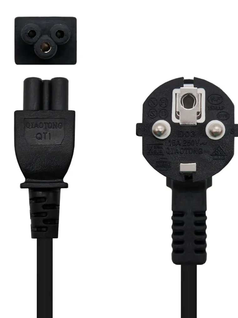 Nanocable Cable Alim. trébol, CEE7 /M-C5/H, 1.5m 2