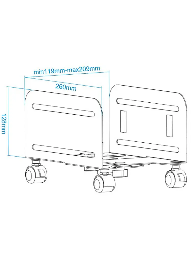 TooQ Soporte para CPU de SUELO con ruedas negro 2