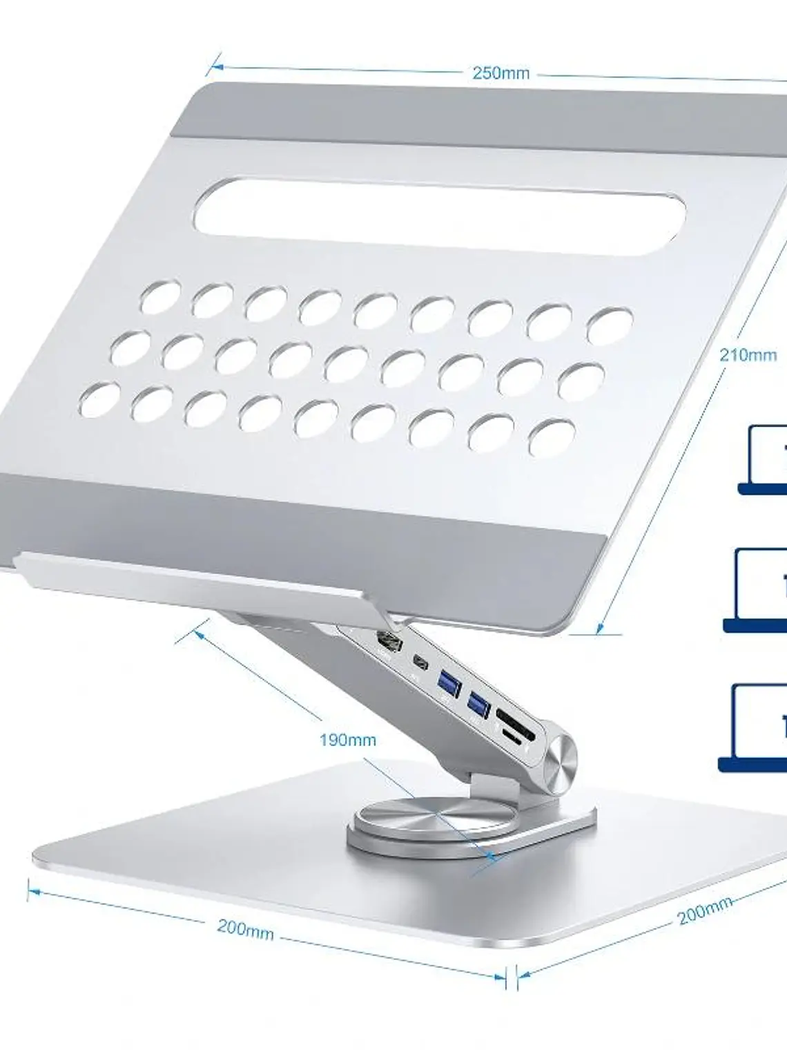 EWENT Soporte Giro 360º y DockingStation 7 en 1 2