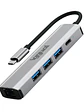 iggual Hub tipo C 5 puertos 3xUSB + RJ45 + tipo C - Miniatura 1