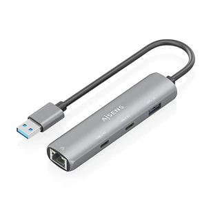 Aisens USB-A 3.0 Dock a RJ45 Hub 2xUSB-C 1xUSB-A