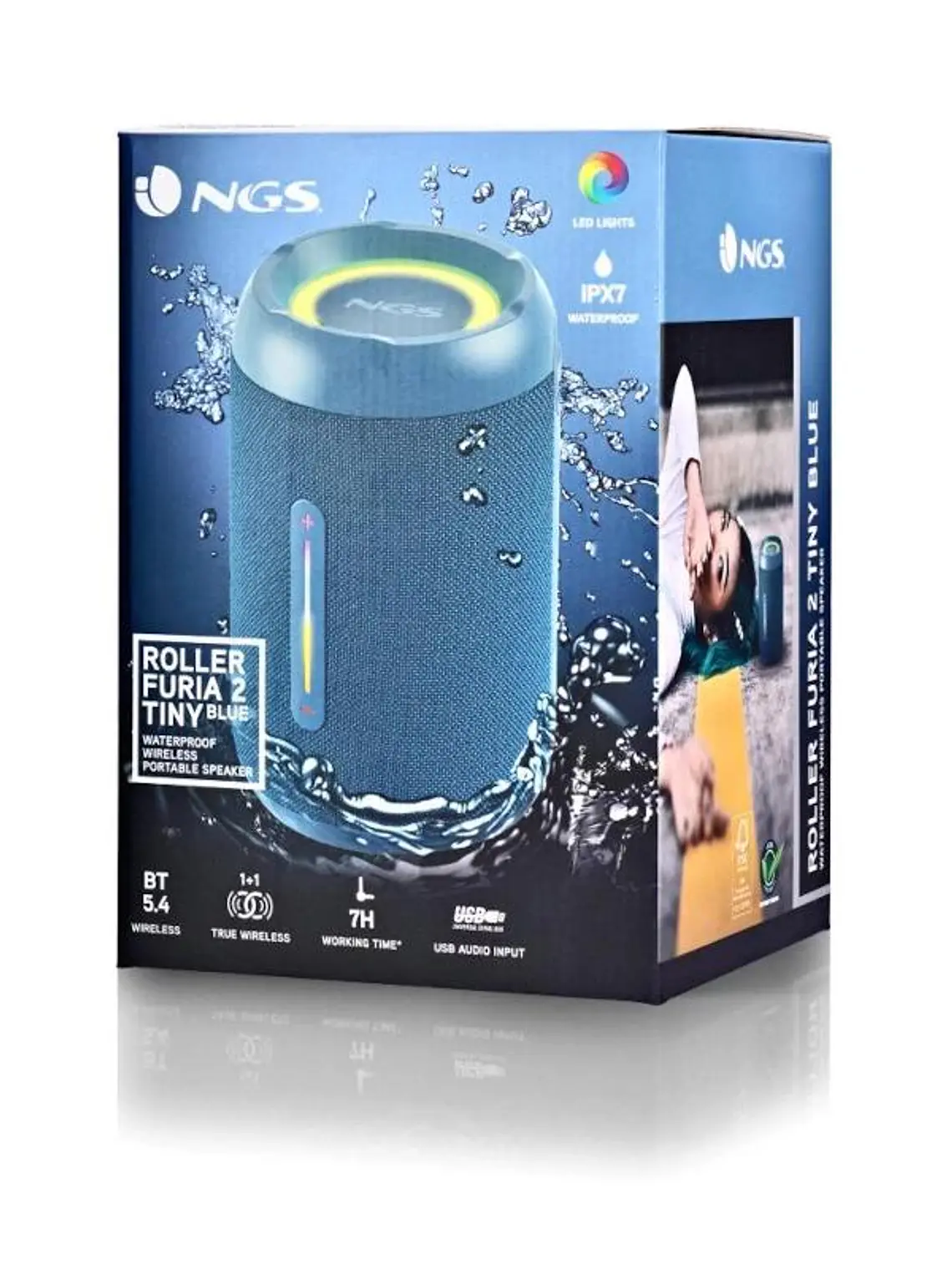 NGS  Altavoz Furia 2 Blue BT Rgb IPX7 4