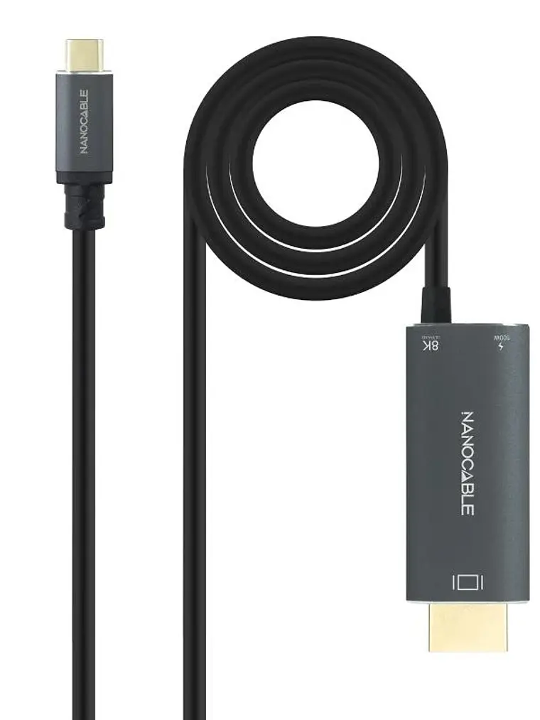 Nanocable Cable USB-C/M-HDMI 2.1+USB-C/H PD 1.8 M 1