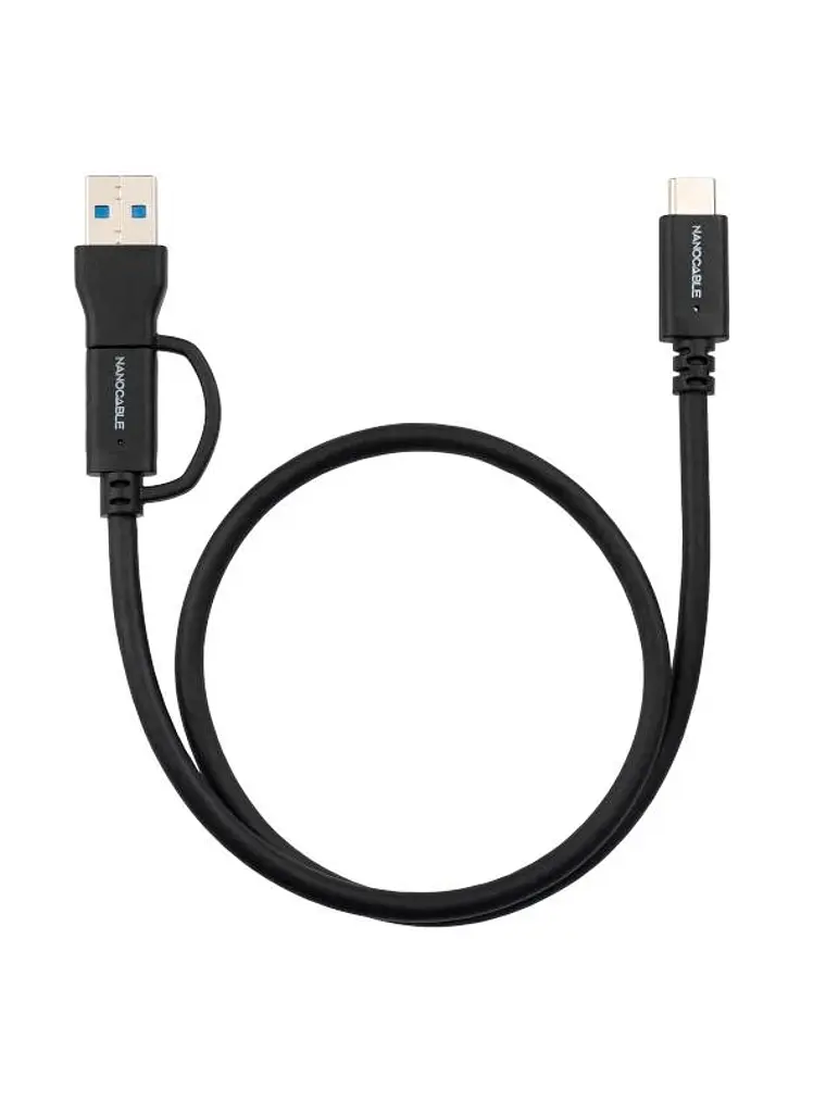 Nanocable Cable USB-C+USB-A/USB-C 3.2 GEN2 0.5M 1
