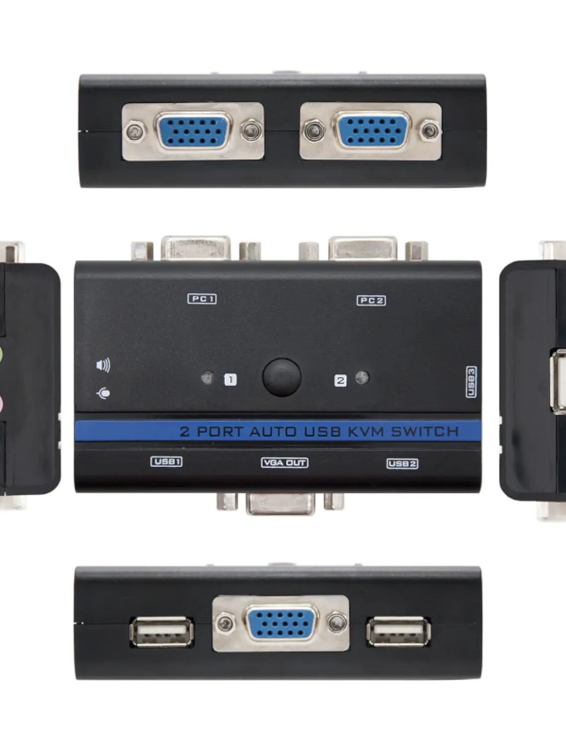Nanocable KVM Switch VGA USB 1u-2PC+Cable 2