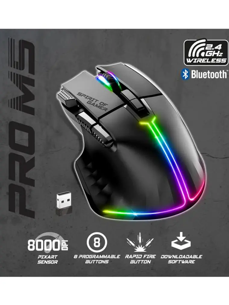 Spirit of Gamer Ratón Inalambrico Pro M5 Black 4