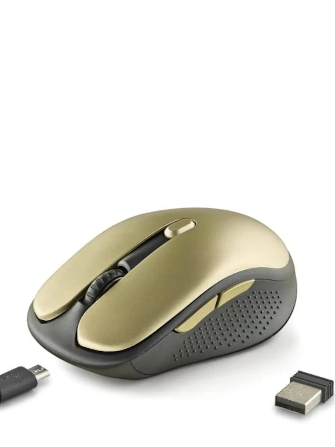 NGS Raton Inalambrico Recargable Silencioso Dorado 2