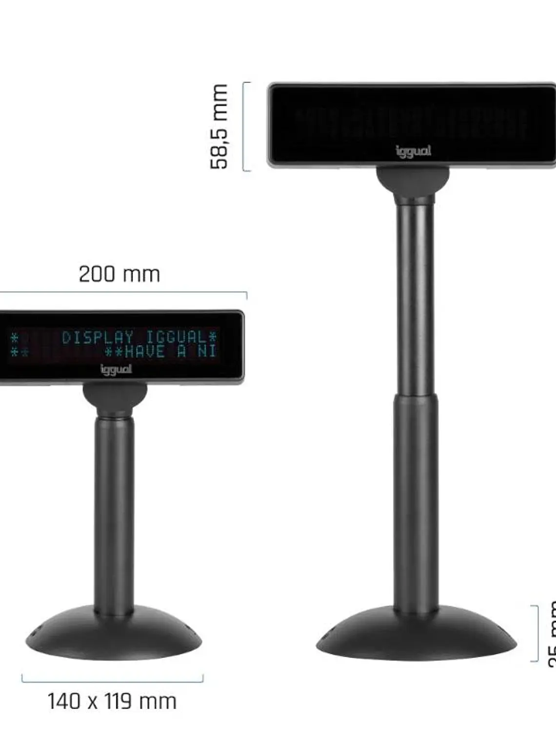 iggual Visor TPV regulable USB VFD 7