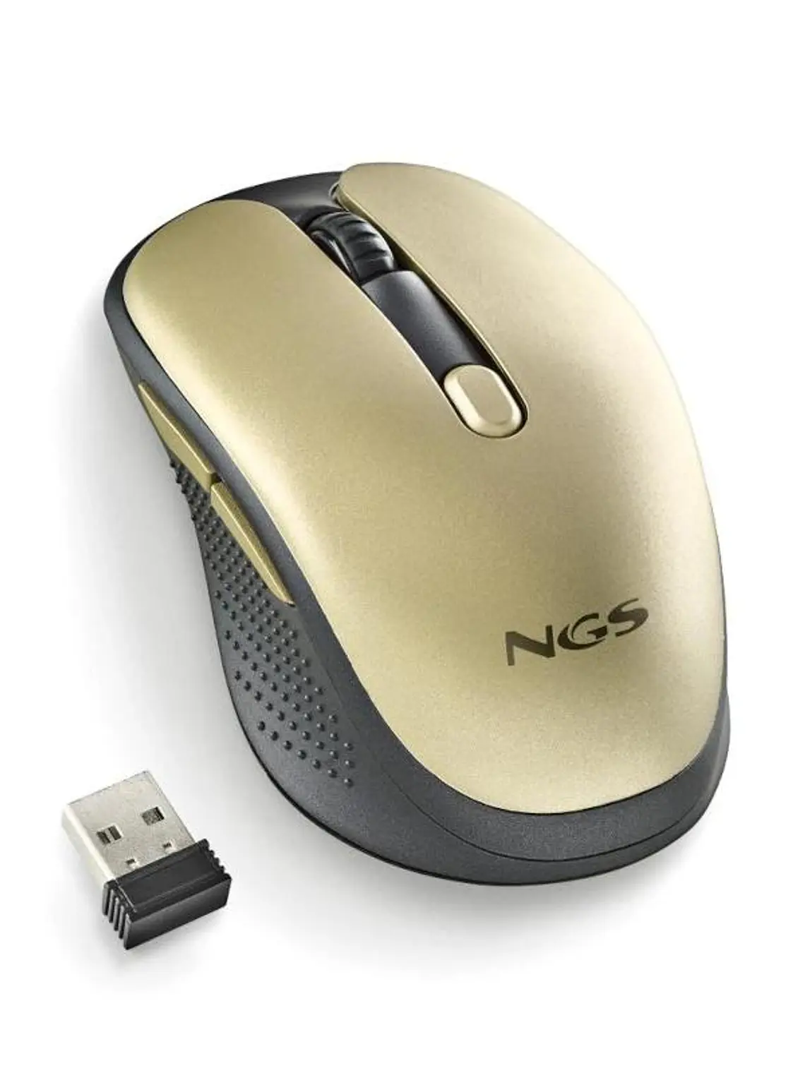 NGS Raton Inalambrico Recargable Silencioso Dorado 3