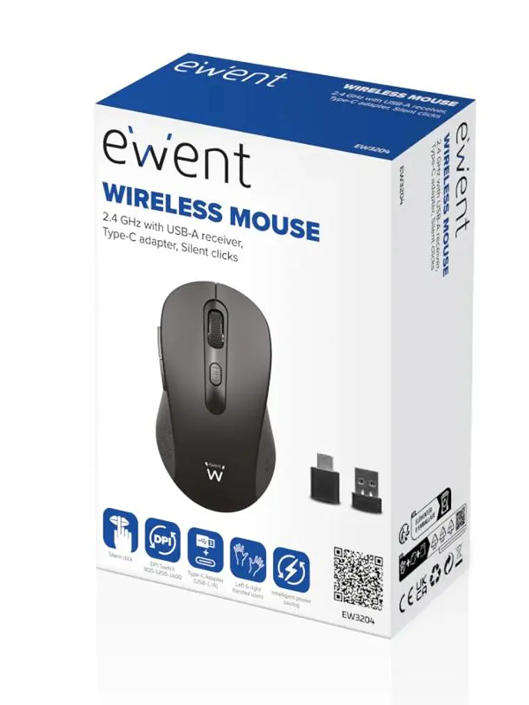 EWENT EW3204 Ratón inalámbrico 2.4GHz click silen 3