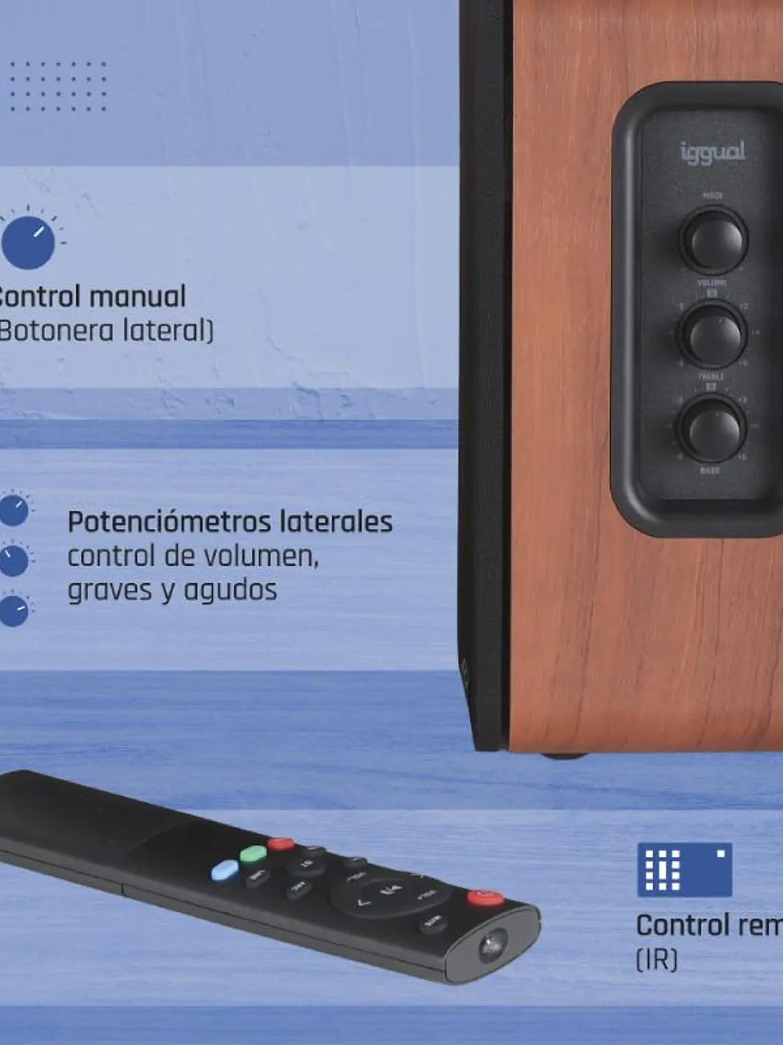 iggual Altavoces 2.0 50W Bluetooth 5.3 Home Studio 2