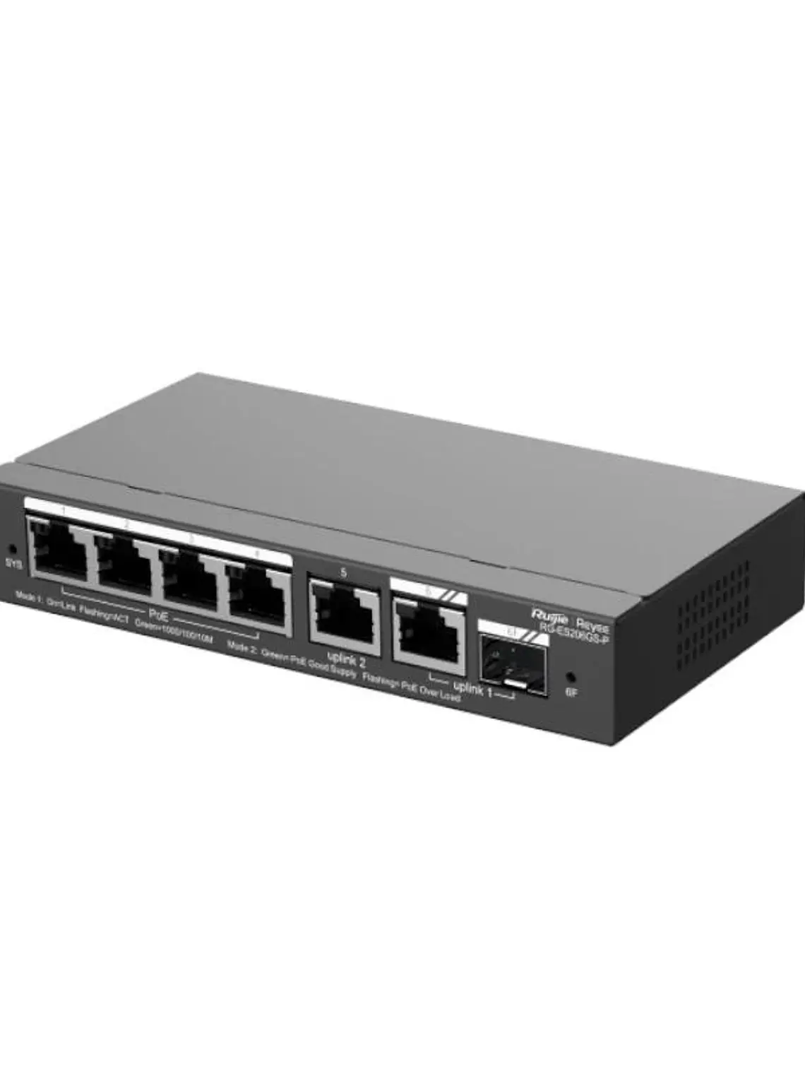 Reyee ES206GS-P Switch 4xPoE 2xGbE 1xSFP(C) 54W 2