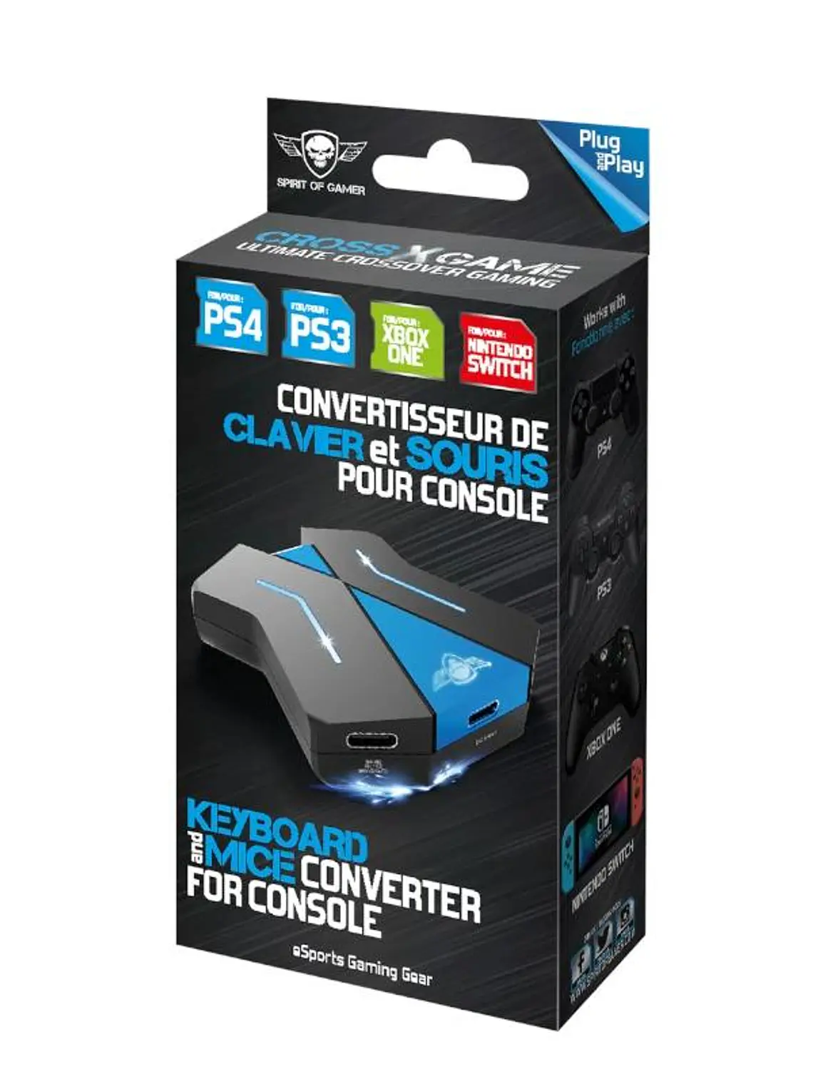 Spirit of Gamer Hub Crossgame negro y azul 3