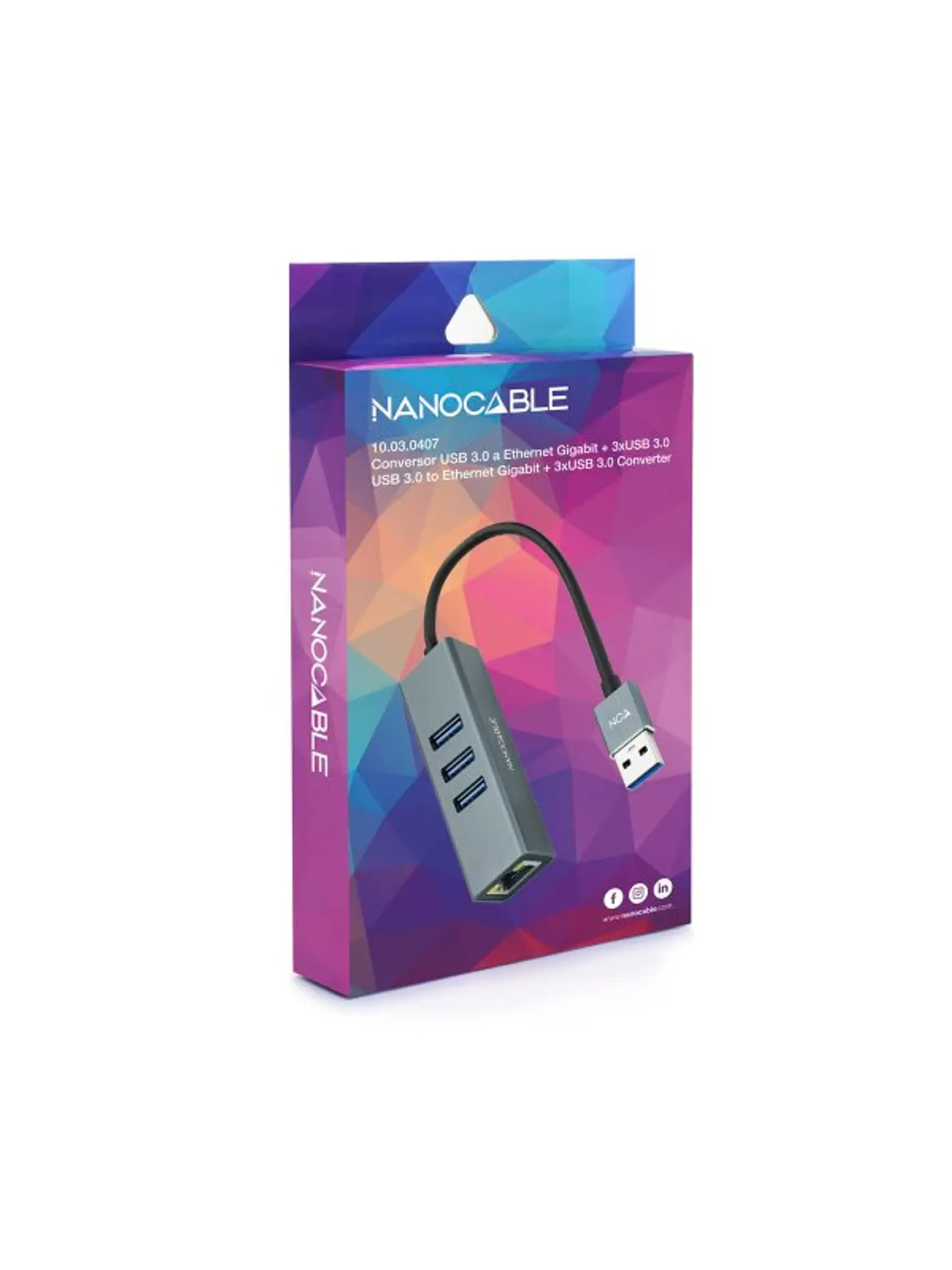 Nanocable Conversor USB 3.0 Ethernet + 3xUSB 3.0 3