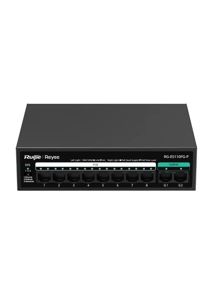 Reyee 8-Port 100Mbps + 2 Uplink Port 1000Mbps, 8 o 1