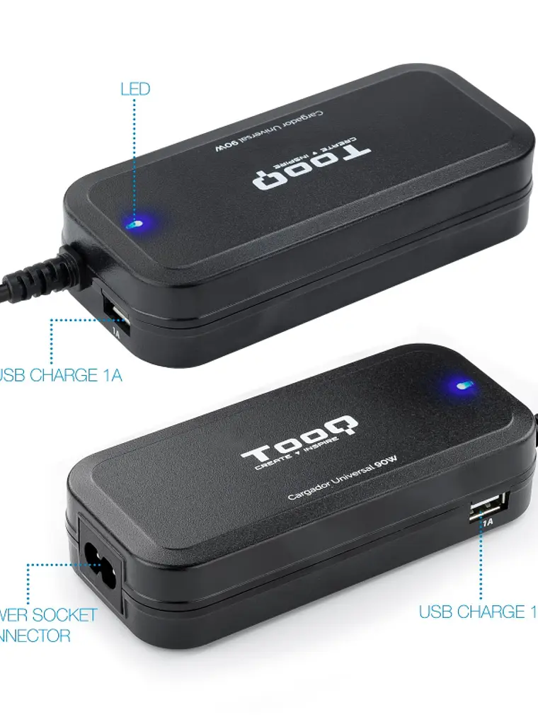 Tooq Cargador universal portátil automático 90w 3