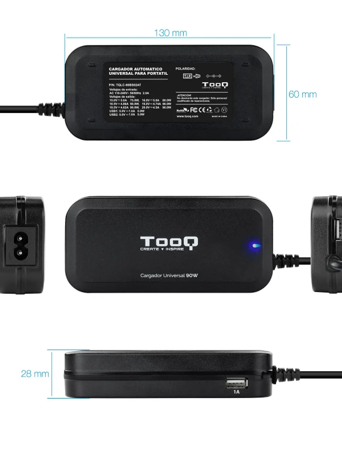 Tooq Cargador universal portátil automático 90w 4