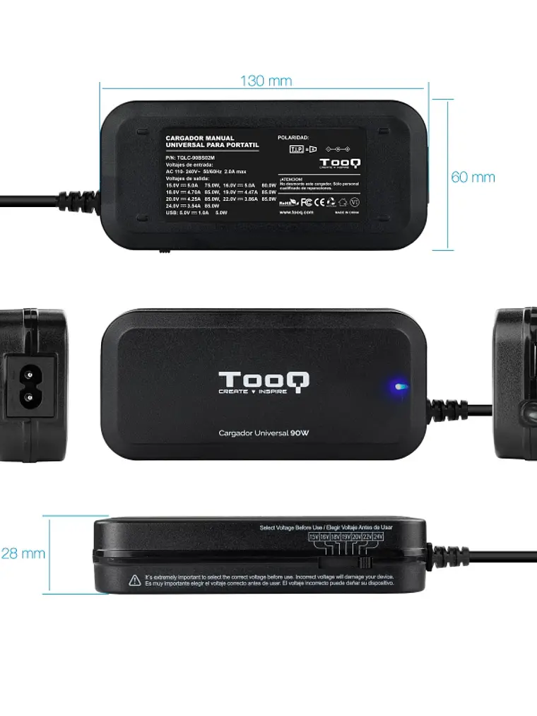 Tooq Cargador portátil 90W manual 12 conectores 3