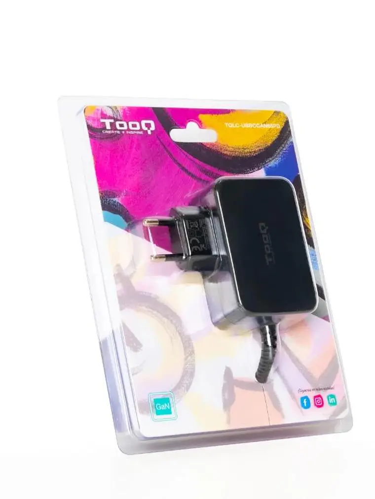 Tooq Cargador portatil GAN USB-C PD 65W Negro 3