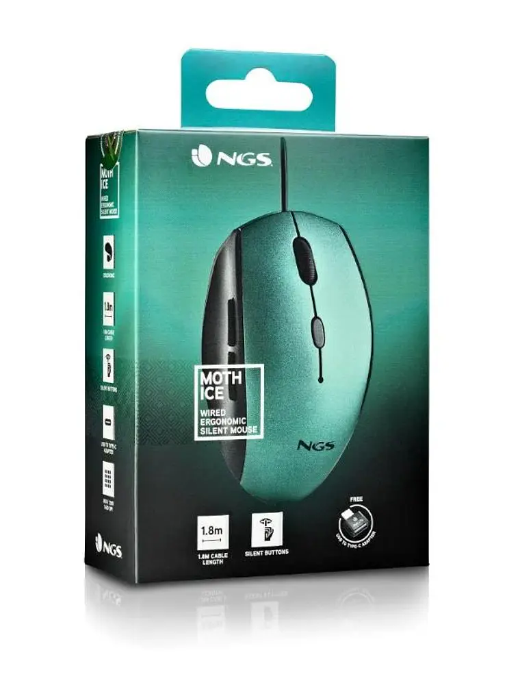 NGS WIRED ERGO SILENT MOUSE + USB TYPE C ADAPT ICE 2