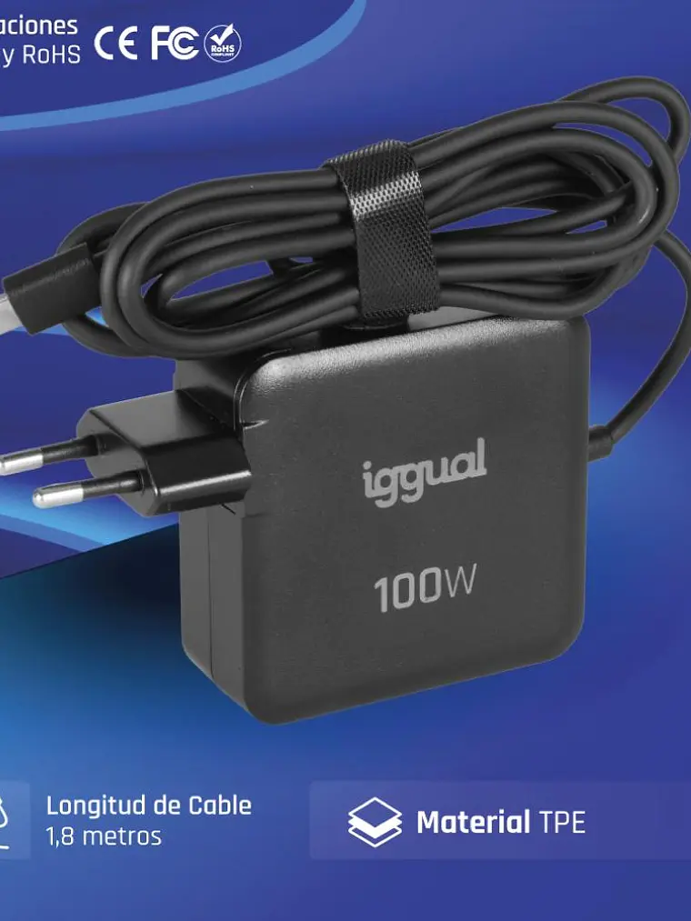iggual Cargador portátil y móvil tipo C PD 100W 2