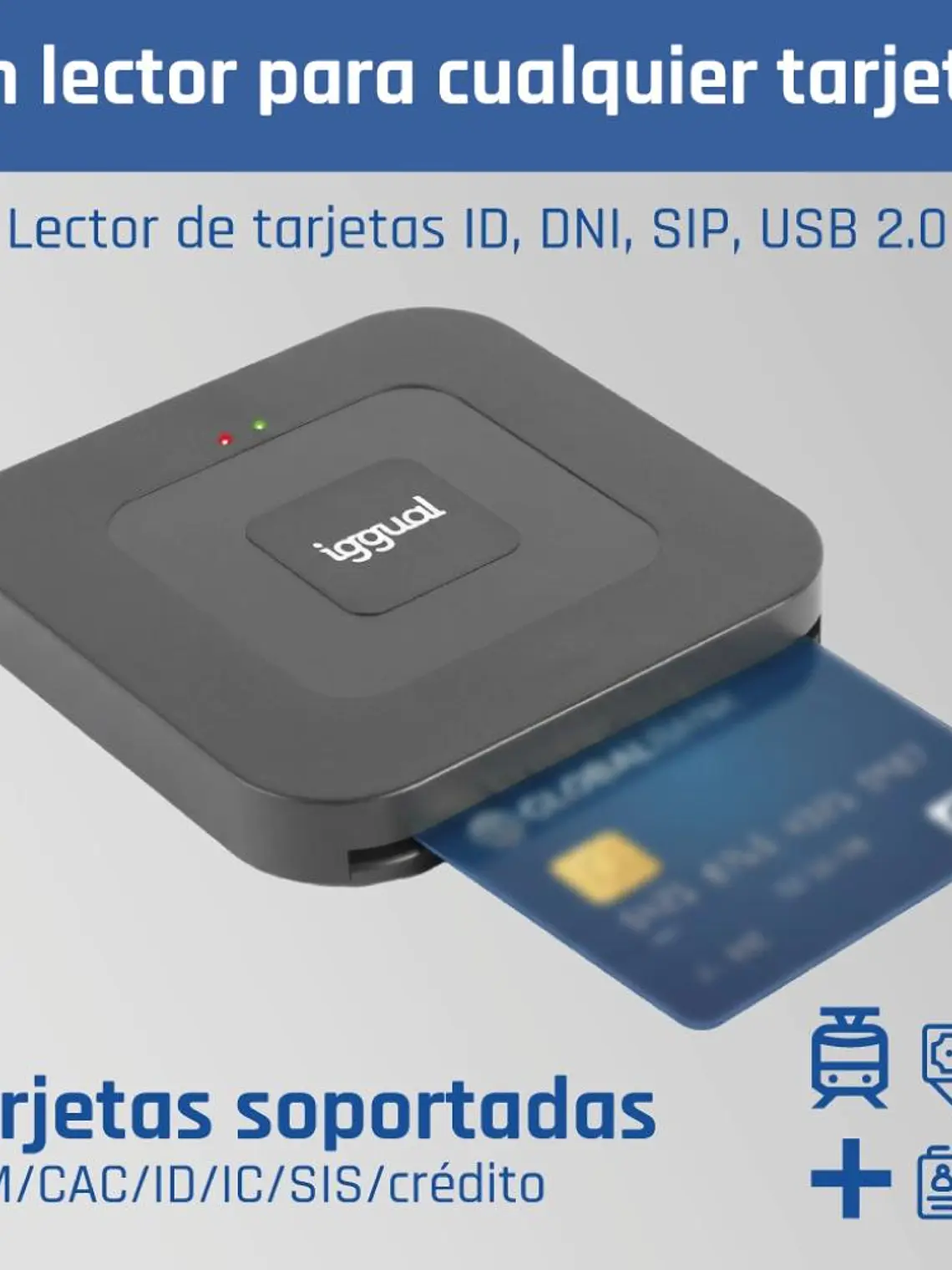iggual Lector DNI SIP tarjetas ID USB-A / tipo C 2