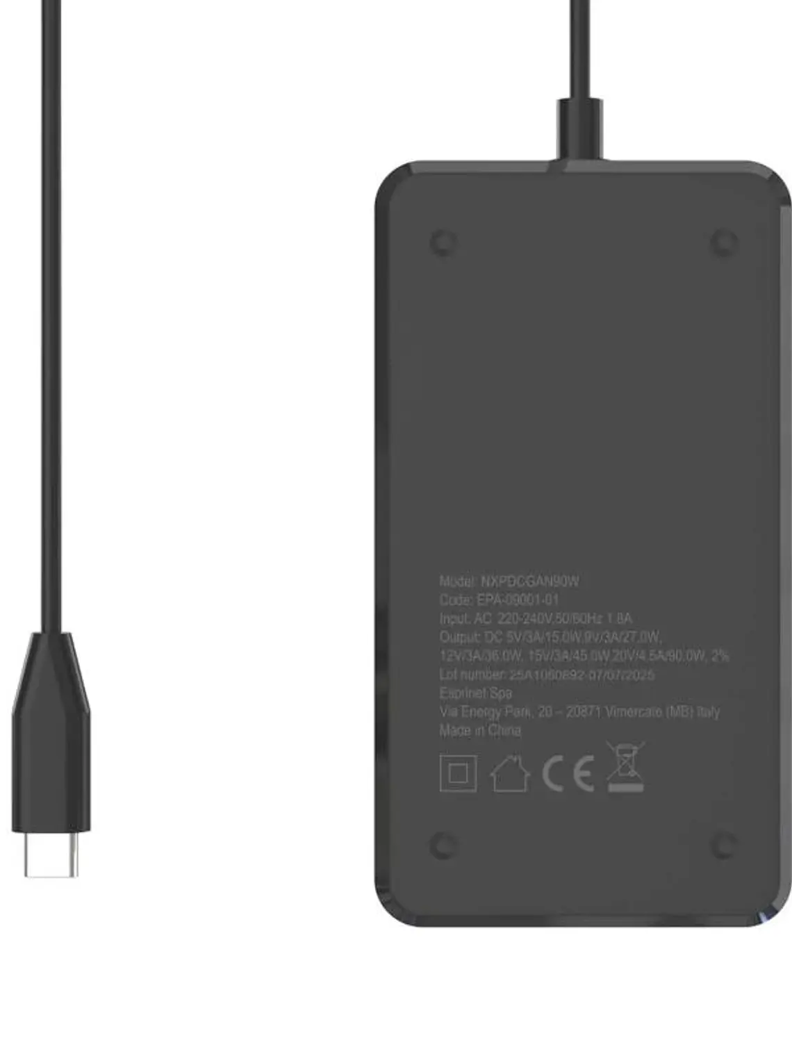 NILOX Alimentador gan usb-c para portátil -90w 2