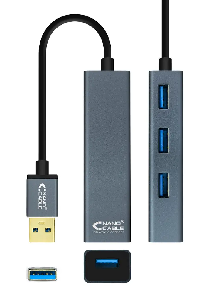 Nanocable Hub USB 3.0 4 x USB 3.0 10cm. Gris 3