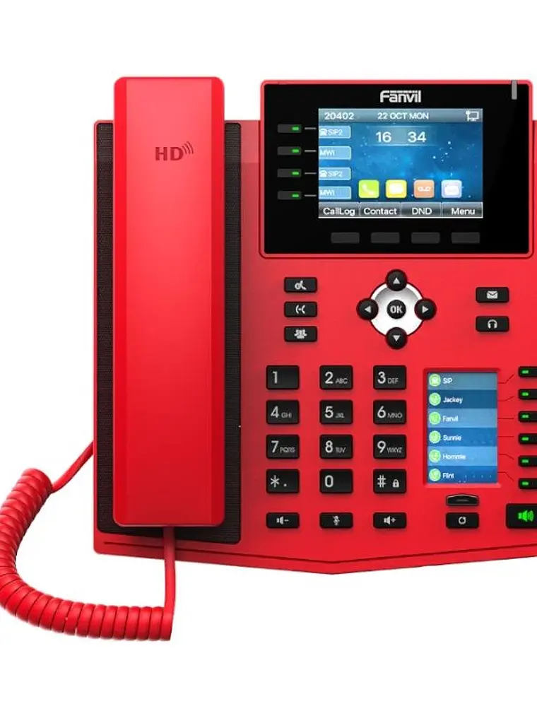 Fanvil X5U Rojo 16 líneas SIP 1 pantalla lateral 1