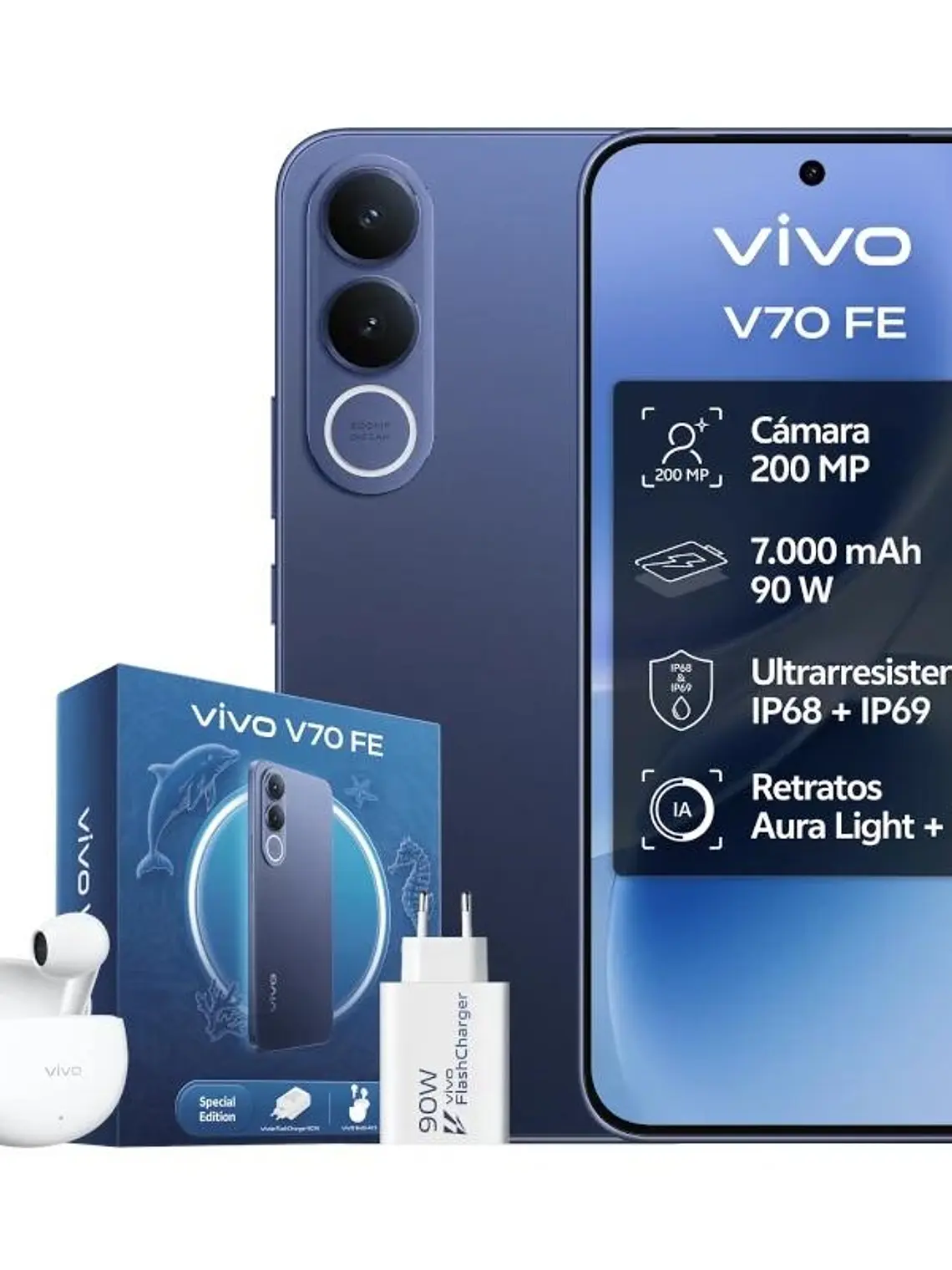 VIVO V70 FE 8Gb 256Gb Bundle Ch90w+ Buds3 Blue 1