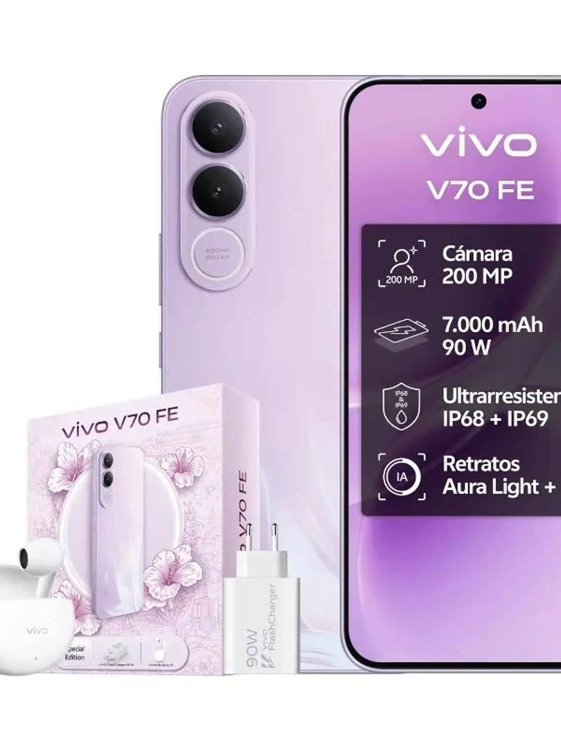 VIVO V70 FE 8Gb 256Gb Bundle Ch90w+ Buds3 Purple 1