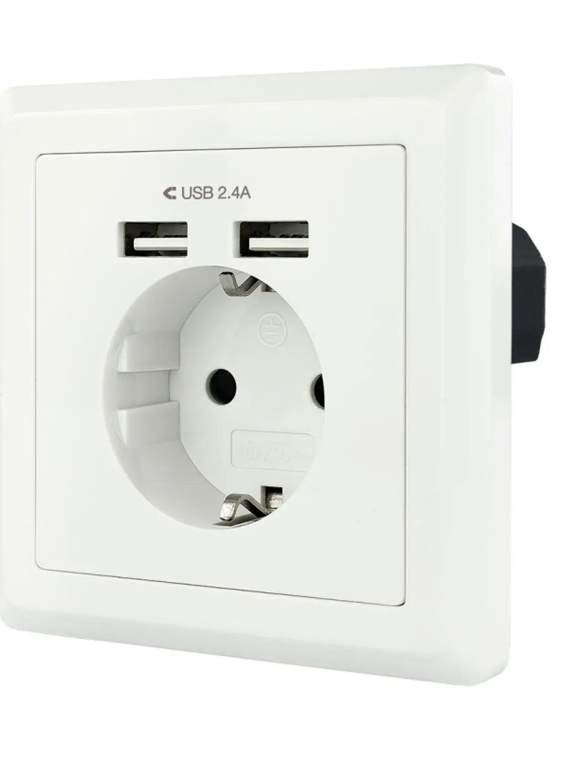 Nanocable Base de enchufe pared schuko+2USB 2.4A 1