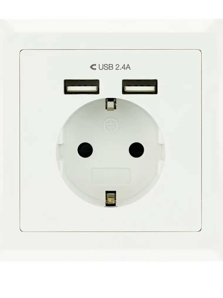 Nanocable Base de enchufe pared schuko+2USB 2.4A 2