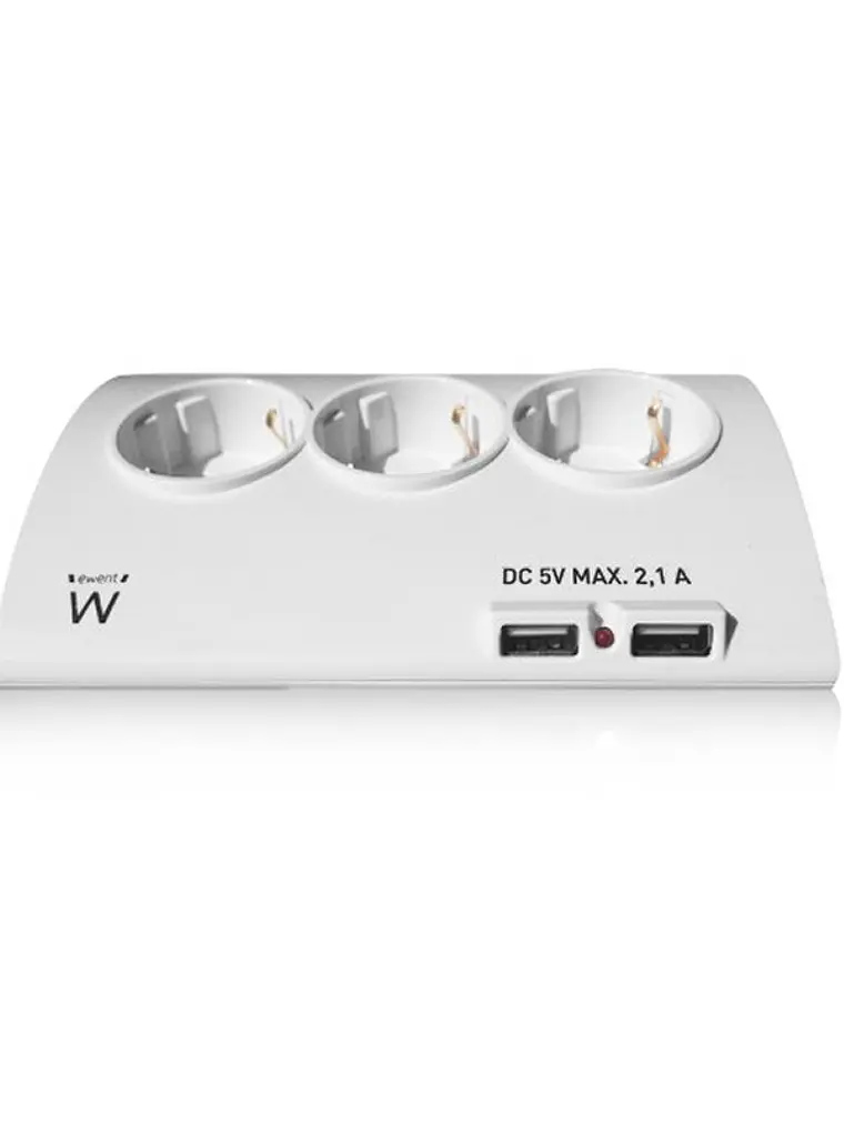 EWENT EW3935 Regleta 5 Schuko + 2 usb 2.1A 2