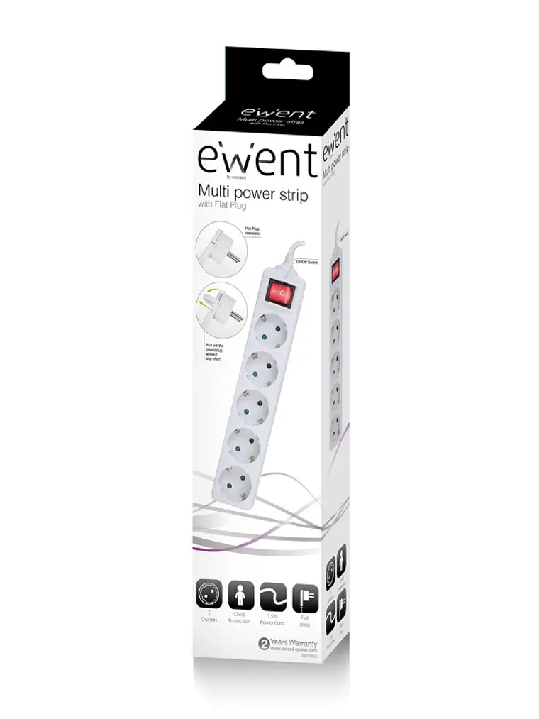EWENT EW3955  Regleta 5 Tomas / 1 interruptor 1.5m 4