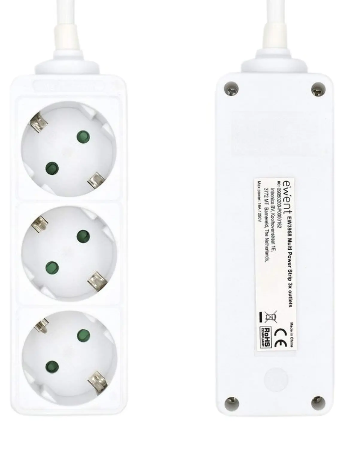 Ewent Ew3958 Regleta 3 tomas Blanco 4