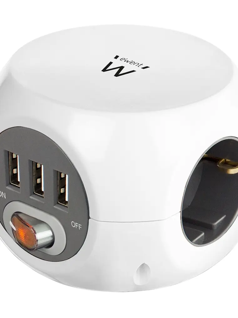 Ewent EW3939 REGLETA CUBO 3 TOMAS/3 USB BLANCO 1