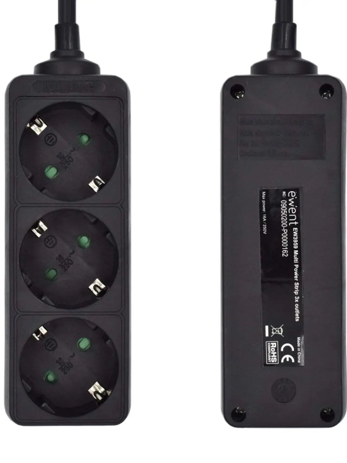 Ewent Ew3959 Regleta 3 tomas Negro 4