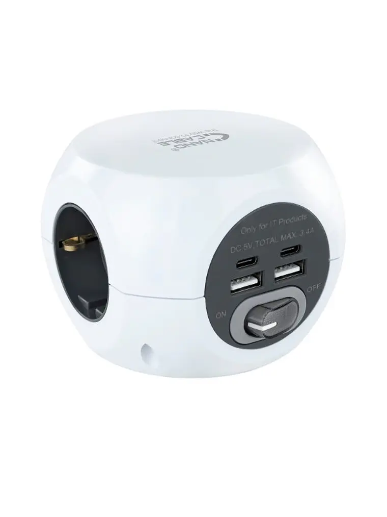 Nanocable Base de enchufes con 4 USB Blanco 1