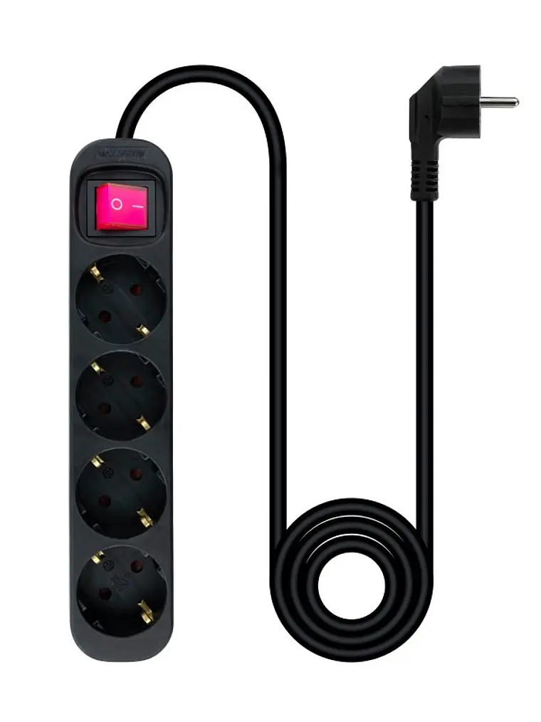Nanocable Regleta 4 tomas con interruptor Negro 1