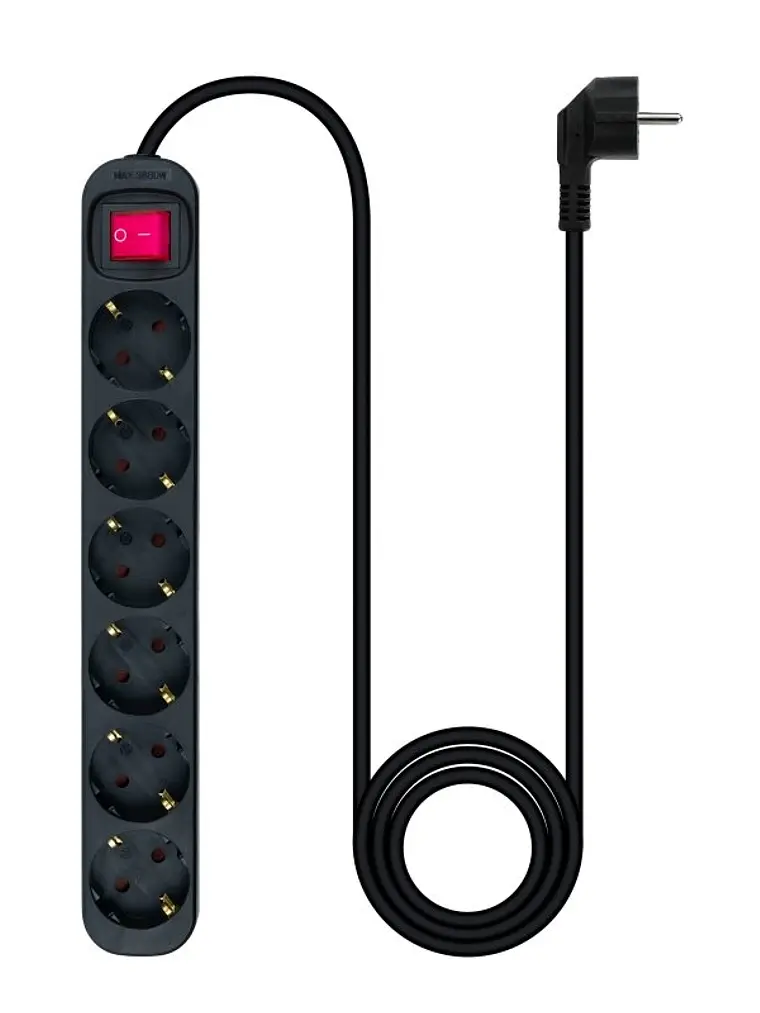 Nanocable Regleta 6 tomas con interruptor Negro 1