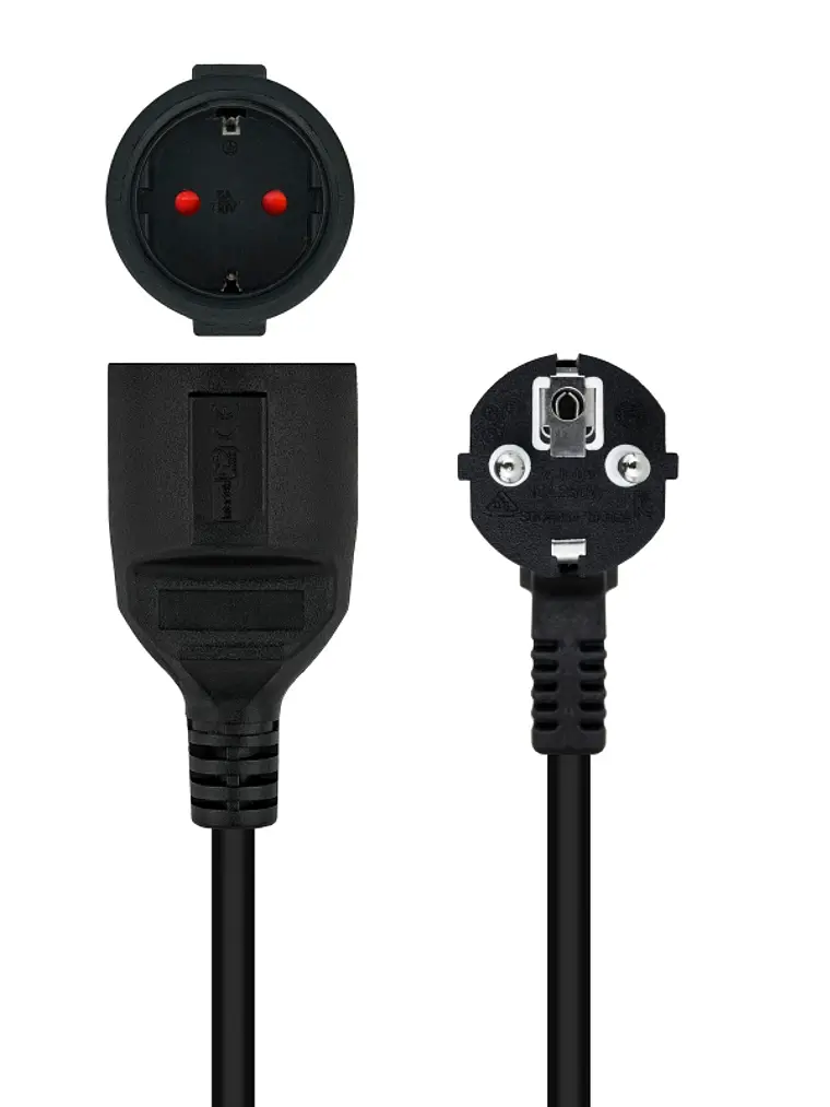 Nanocable Cable Alim. Alargador schuko negro 2 M 2