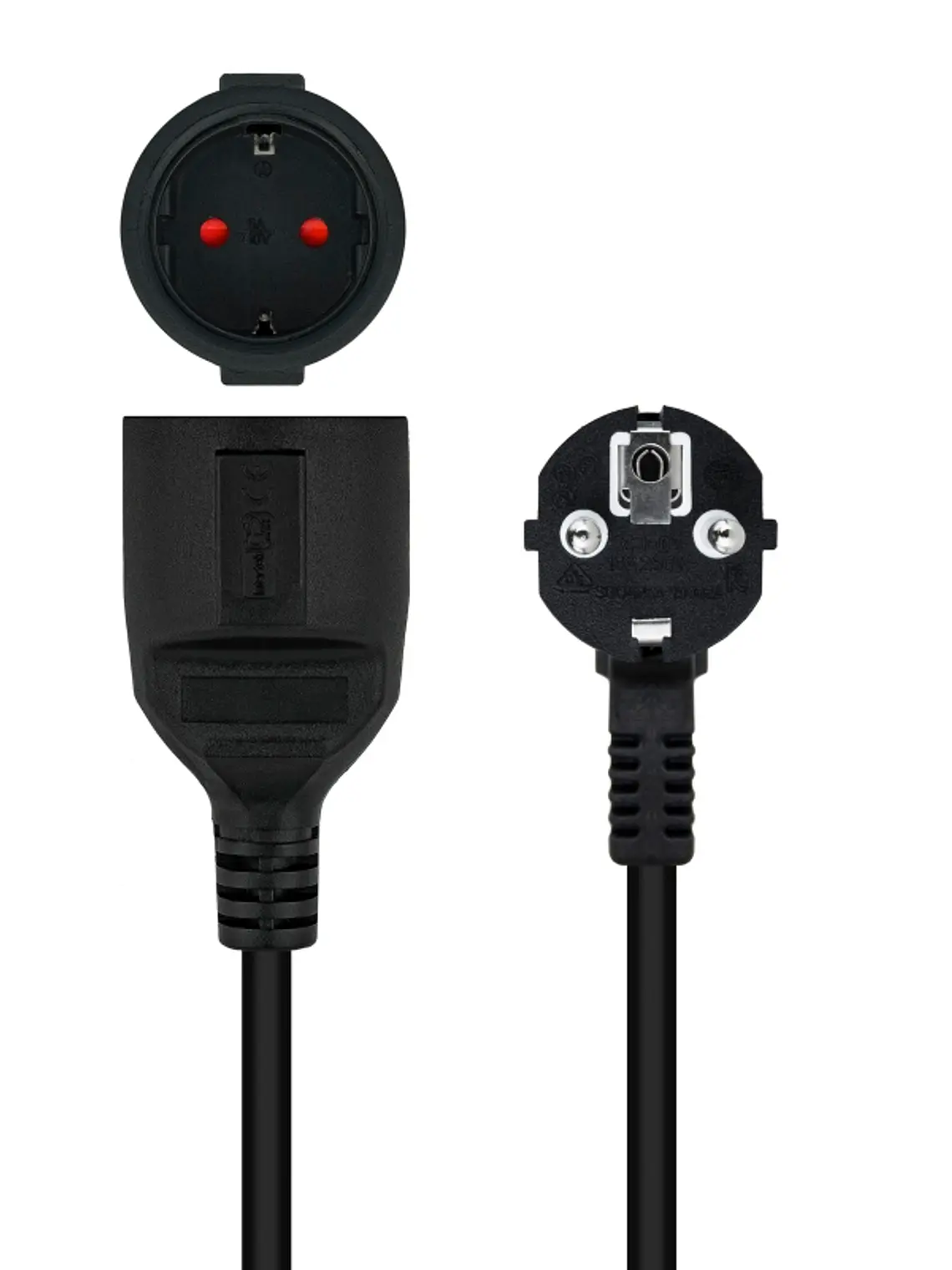 Nanocable Cable Alim. Alargador schuko negro 3 M 3