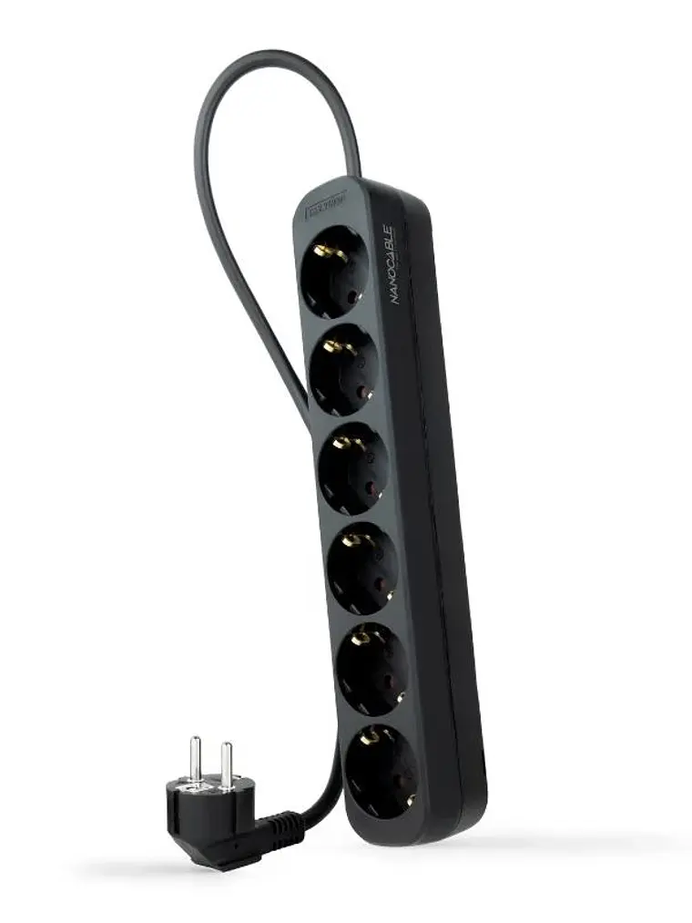 Nanocable Regleta de Enchufes 6 Tomas 1.4 m Negro 1